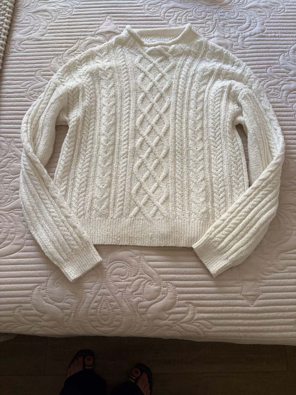 J.Crew  Ivory Cable Knit roll neck Sweater Fisherman Pullover